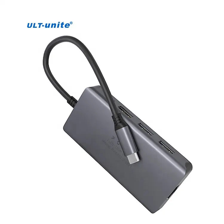 ULT-8 in 1 USB Type Cハブとギガビットイーサネット4K HDMI USB 3.0 USB 2.0 PD 100W SDTFカードリーダーラップトップドッキングステーションを統合