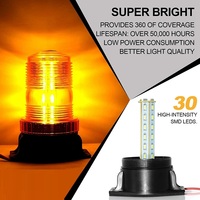 Luz Estroboscópica de Advertencia de Emergencia de Alta Potencia de 12-24 V y 30 LED, Lámpara de Baliza Intermitente para Automóvil, Montacargas, Camión, Autobús Escolar, Ámbar, Rojo, Azul