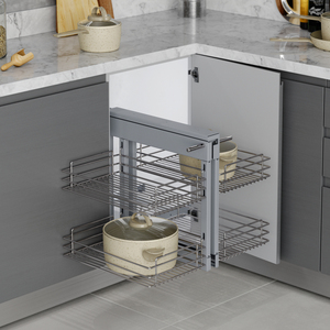 EMUCA EMU8977211 Sistema de Esquina Extraíble para Muebles de Cocina Suprastar, Cajones de Acero Cromado Pulido, Hecho en Italia - Product Image 1