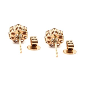 Fiançailles OEM 18k Solid Rose Gold Real Diamond Trendy Party Nuptiale Mariage Fine Jewelry Boucles d'oreilles rondes - Product Image 3