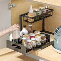 Rangement de cuisine sous évier 2 niveaux coulissant armoire panier organisateur tiroir extractible armoire évier organisateur pour salle de bain cuisine