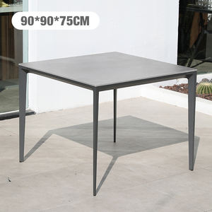 Conjunto de Comedor Moderno de Aluminio para Exteriores con Sillas de Mimbre y Mesa de Piedra/Madera Plástica, Capacidad para 6 Personas, Duradero e Impermeable - Product Image 3