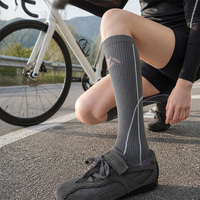 Chaussettes de cyclisme hautes pour sports de plein air, chaussettes longues côtelées à compression pour le vélo, la randonnée, le ski, pour femmes