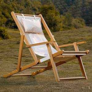 Silla <span class=keywords><strong>plegable</strong></span> de <span class=keywords><strong>madera</strong></span> cómoda contemporánea, <span class=keywords><strong>tumbona</strong></span> enfriadora portátil para el hogar, ocio, playa, Camping, piscina, parque al aire libre - Product Image 3