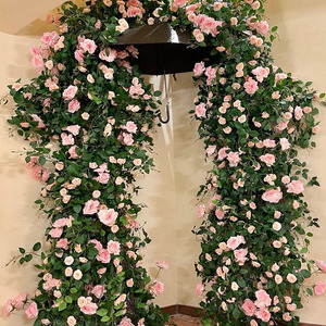 Guirlandes de roses artificielles YD-WK, guirlandes de roses suspendues pour décoration murale, décoration de mariage, décoration de la maison, fleurs en plastique pour usage intérieur - Product Image 3