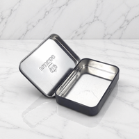 Petite boîte rectangulaire en fer blanc avec couvercle à charnière, personnalisable pour bougies artisanales, emballage autocollant, recyclable