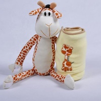 Jouet en peluche avec couverture pour bébé, ensemble d'animaux en peluche, jouet molletonné pour bébé, girafe avec canard en peluche, couverture