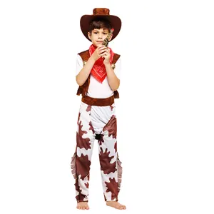 Niños Fancy Cowboys Cowgirls Cosplay marrón disfraz carnaval fiesta vaquero vestido disfraz