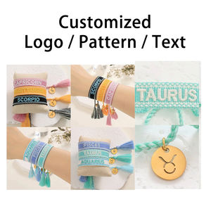 Braccialetti Personalizzati con <span class=keywords><strong>Testo</strong></span> d'Amore, Fatti a Mano, Regolabili, Intrecciati, con Ricamo e Nappine, Regalo per Coppie e San Valentino - Product Image 4