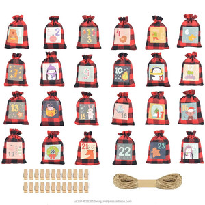 Bolsa de Regalo de Tela Reutilizable Ecológica Navideña, Decoración Colgante para el Hogar, Caja de Regalo con Diseño de Calendario para la Diversión Diaria - Product Image 3