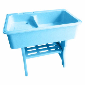Lavabo da Giardino in Marmo Artificiale Monoblocco, <span class=keywords><strong>Vasca</strong></span> in Fibra di Vetro e Plastica con Asse per Lavare, per Balcone e Lavanderia - Product Image 5