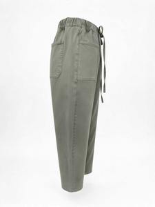 <span class=keywords><strong>Pantaloni</strong></span> a Zampa con Vita Elastica e Coulisse, Tasche Applicate, in Twill Verde Oliva, Modello <span class=keywords><strong>Carrot</strong></span>, Vestibilità Comoda per Donna - Product Image 5