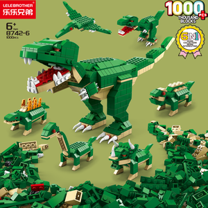 Set blok bangunan dinosaurus mainan bata edukasi anak-anak kreatif 1000 buah Logo kustom baru untuk anak laki-laki