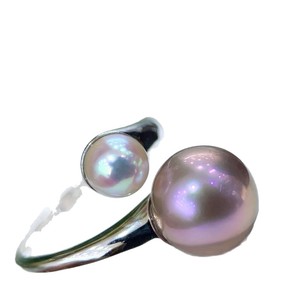 Bague en perle naturelle violette de style double croix, nouveau produit, 11-12 mm et 6-7 mm, micro-défauts d'eau douce, S925 - Product Image 5