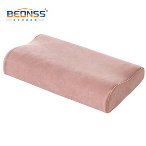 Bantal leher bentuk gelombang nyaman bantal busa memori serviks tinggi dan rendah alami bantal Rebound lambat merah muda - Product Image 4