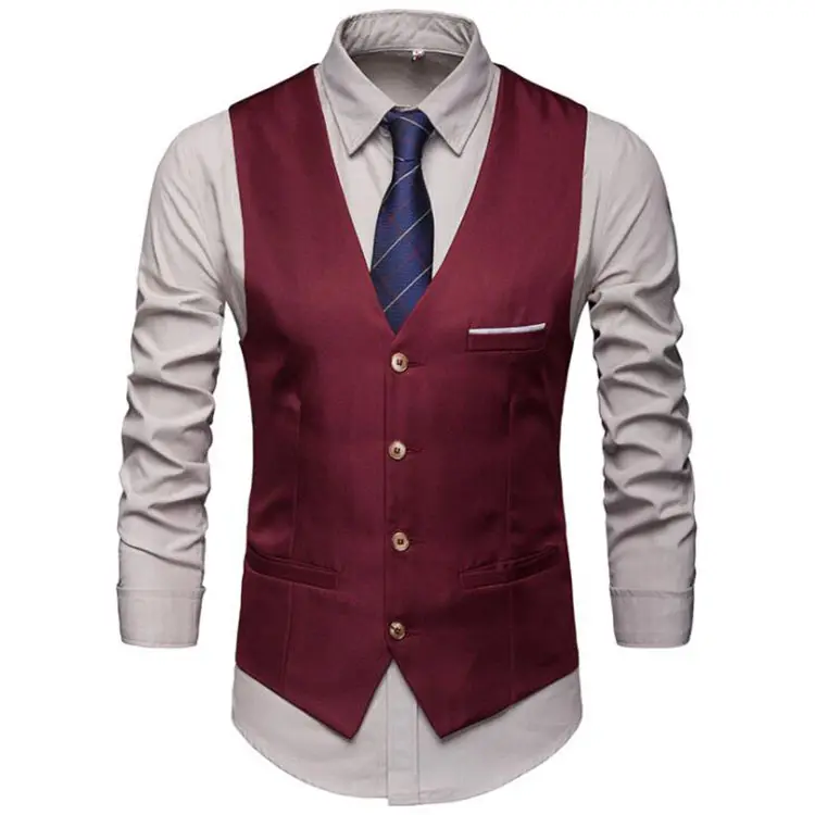 Dress Vests For Men Slim Fits Mens Suit Vest Male Waistcoat Gilet Homme Casual Sleeveless Formal Business Vest