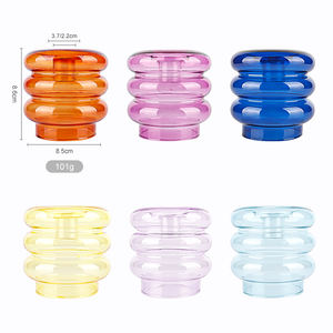 Candelabro de colores personalizado de vidrio soplado a mano caliente Florero de vidrio de forma redonda de <span class=keywords><strong>Boca</strong></span> Grande - Product Image 6