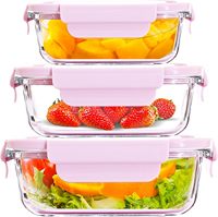 Pot de conservation alimentaire moderne en verre borosilicate de haute qualité, carré, compatible micro-ondes, sans BPA, écologique, avec couvercle à clapet - Idéal pour le camping