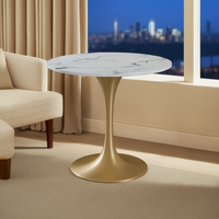 Table basse de luxe pour la maison, design chinois moderne, en dalle de pierre naturelle, avec cadre en acier inoxydable plaqué or, qualité commerciale