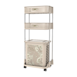 Panier à linge à 2 niveaux, doté d'une construction robuste, de deux compartiments pour le tri, idéal pour toutes les pièces. - Product Image 4