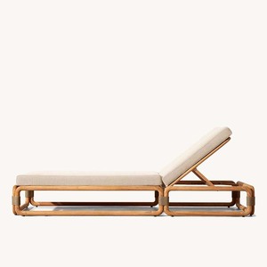 Chaise longue de jardin moderne en teck, lit de détente, coussins résistants à l'eau, luxe durable pour hôtels, patios, cours, villas - Product Image 2