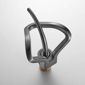 Rubinetto Moderno di Lusso Grigio per Lavabo, Design Unico a Cascata in Ottone, Miscelatore per <span class=keywords><strong>Bagno</strong></span> - Product Image 5