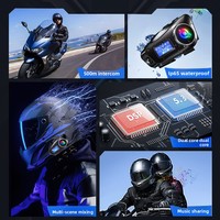 Casque de moto Q58MAX Dual-Core pour casque 5.3, interphone 500M, partage de musique, radio FM, lecteur MP3 sur carte TF, IPX-6