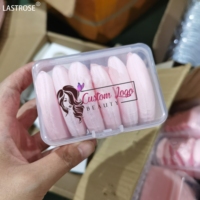 Vente en gros Marque privée Houppette cosmétique Triangle Maquillage épais doux Doigt Velours Triangle Houppette Houppette avec boîte