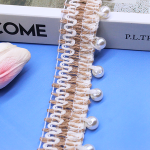 Accessori decorativi in lino di cotone con accenti di perle e bordi in pizzo per artigianato domestico per decorazioni appese - Product Image 4