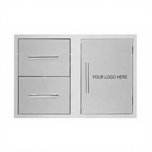 Mobile da <span class=keywords><strong>Cucina</strong></span> Esterno Professionale Moderno <span class=keywords><strong>in</strong></span> Acciaio Inox 304 con Montaggio a Parete, 2 Cassetti e 1 Sportello di Accesso <span class=keywords><strong>per</strong></span> Isola BBQ e Griglia - Product Image 1