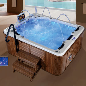 Bañera de Hidromasaje Whirlpool Hydro Sexy con Ducha Doble en Esquina, <span class=keywords><strong>Cascada</strong></span> Independiente, Bañera de Burbujas Negra de Mármol - Product Image 4