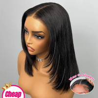 Perruque ISEE 9X6 à Raie en T, Dentelle HD, Sans Colle, Port Prêt, Effet Yaki Lisse, Coupe Dégradée, Cheveux Humains, Style Carré, Cheveux Vietnamiens Bruts, Facile à Porter pour Femmes