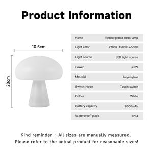 Led Champignon Lamp Opladen Drie Kleuren Traploze Variabele Lichte Studie Slaapkamer Bed Decoratie Sfeer Nachtlampje - Product Image 5