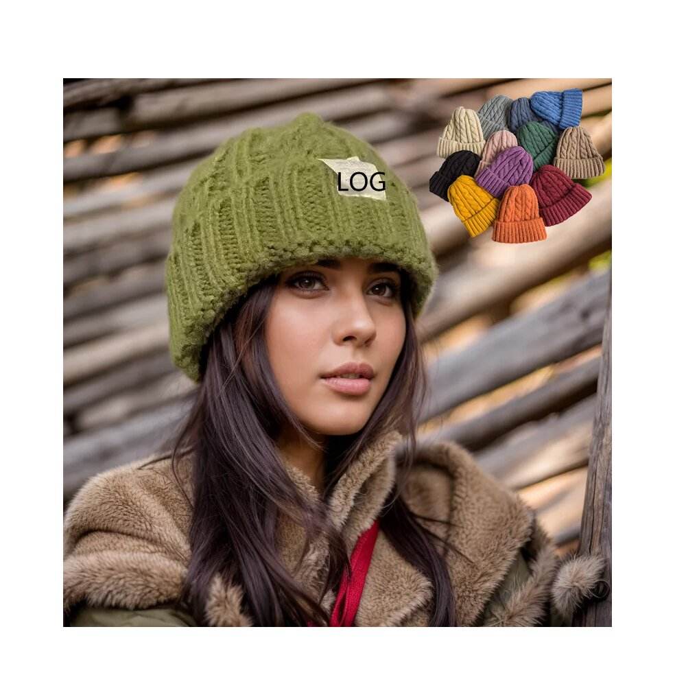 Custom Adult Wool Cap Ski Warm Skull Hip Hop Short Cuffed Ribbed Skull  Winter Hat Fisherman Beanies