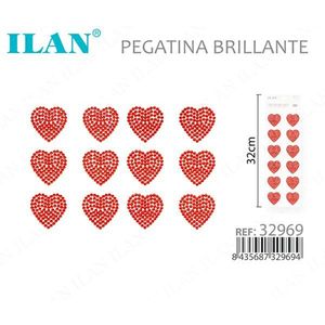 Adesivo ILAN con strass scintillanti a forma di cuore 32 cm rosso Pegatina Brillante - Product Image 3