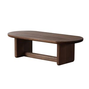 Minimalist <strong>Walnut</strong> <strong>Coffee</strong> <strong>Table</strong> With Rounded Edges And Thick Leg Support - Product Image 6