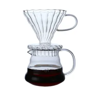 OEM beginner hand drip coffee maker set Clear Pure Glass Cold Brew coffee pot set