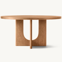 RH BRETON ENSEMBLE DE TABLE À MANGER Ronde Moderne Dessus En Bois Massif Base Géométrique 4 Chaises Inclus Hôtel Appartement Bureau Salon