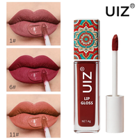 Brillo Labial Mate Impermeable Color Nude Marrón, Pigmento Rojo Oscuro, Lápiz Labial Líquido de Larga Duración con Acabado Terciopelo, Maquillaje para Labios