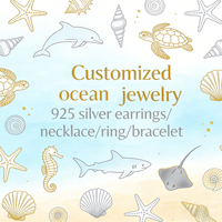 Bijoux Océaniques Personnalisés en Argent 925 Plaqué Rhodium et Or, Motifs Phoque, Étoile de Mer, Méduse, Coraux, Raies, Requins - Lien de Paiement