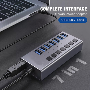 Acasis Chất Lượng Cao 7 Port USB3.0 Hub Sạc + Truyền Dữ Liệu 36 Wát 12V 3A Superspeed 5Gbps USB Extender Phụ Kiện Máy Tính - Product Image 2