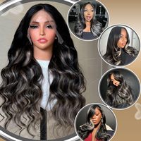 Peluca de Cabello Humano con Encaje Frontal HD 13x6, Ondas Suaves, Pre-Desplumada, Cabello Vietnamita, de Negro Ombré a Balayage con Reflejos, para Mujeres Negras