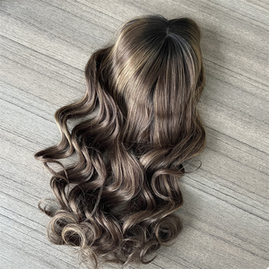 Yeni varış 16 inç kahverengi balayage renk 7*8 + 4*4 ipek taban avrupa işlenmemiş insan saçı toppers - Product Image 3