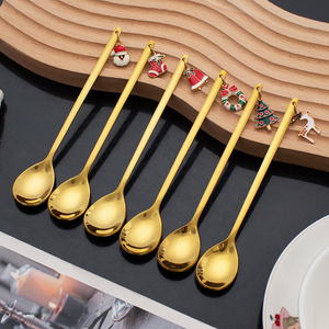 Cuillère à café avec pendentif de Noël, fourchette à fruits, ensemble de cuillère et fourchette en acier inoxydable pour la fête à la maison, dessert, cuillère à <span class=keywords><strong>thé</strong></span>, fourchette à gâteau - Product Image 6