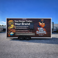 Remorque de camion de restauration mobile en aluminium et fibre de verre, entièrement équipée pour la préparation de burgers, hot-dogs et autres plats rapides