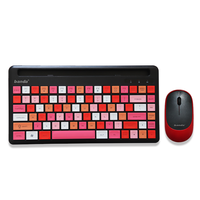 Papan ketik dan Mouse 2.4G, ramping tanpa kabel dan Mini kantor Kombo warna merah muda 84 tombol Teclado Sem Fio untuk anak perempuan