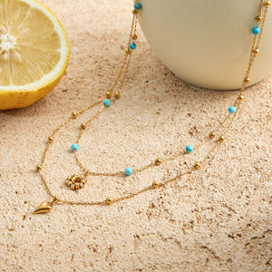 जे एंड डी आला अद्वितीय डिजाइन 18k सोने की प्लेटेड स्टेनलेस स्टील बेड्स गैंडा राइनस्टोन डबल लेयर - Product Image 4