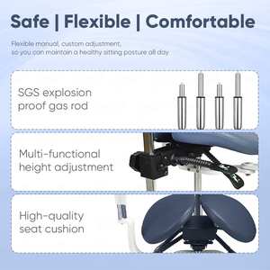 Silla de Doctor con Asiento de Silla de Montar, Altura Ajustable, Soporte Lumbar, Esponja de Alta Densidad - Product Image 4