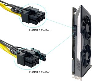 Kabel Adaptor Daya PCIe 6 Pin Male ke 8 Pin (6+<span class=keywords><strong>2</strong></span>) Male Berkualitas Tinggi PVC Tembaga, Kabel Ekstensi PCI Express untuk Penggunaan Elektronik - Product Image 4