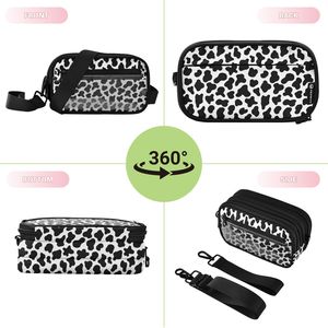 3 in 1 Black and <b>White</b> Cow Print Lady Mobile Phone Shoulder <b>Bag</b> <b>Small</b> Women's Messenger <b>Bag</b> Crossbody <b>Bag</b> for Women - Product Image 3